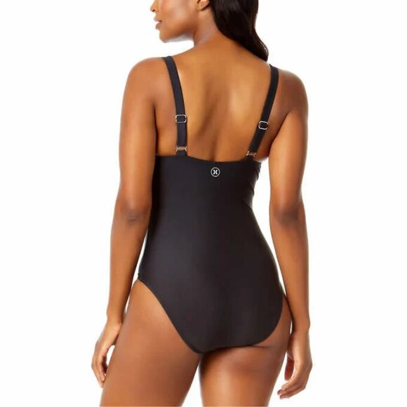HURLEY ONE-PIECE SWIMSUIT XXL (2XL) BLACK RIBBED BATHING SUIT NWT 50+ UPF Padded - Picture 3 of 3